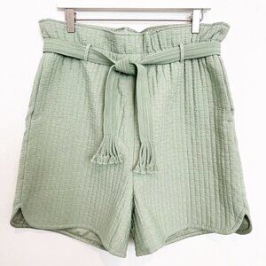 Samsoe Ember Paperbag High Waist Braided Belt Quilted Shorts New NWOT Size Large